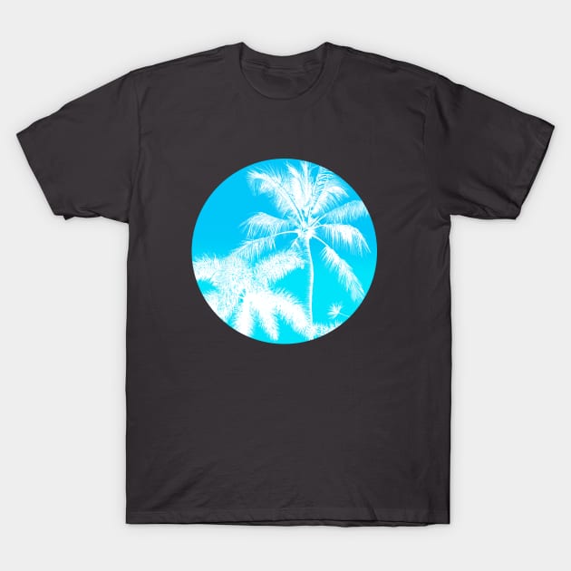 White Palm Trees with a Teal Sky T-Shirt by Vin Zzep